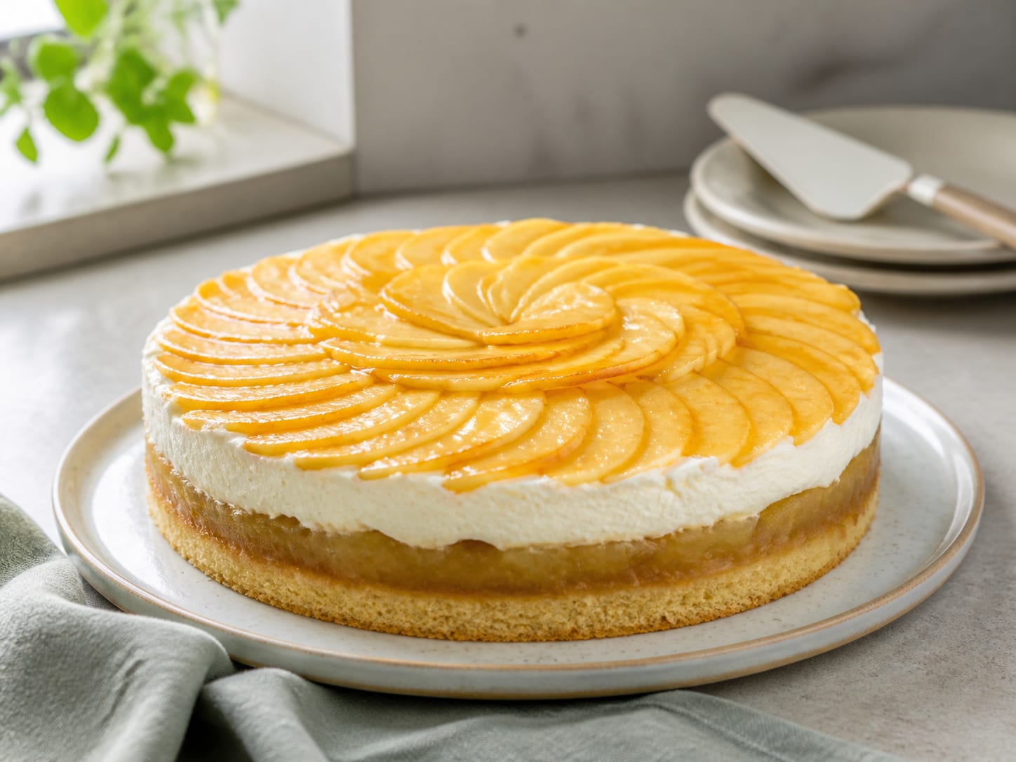 Badische Apfeltorte, plated for serving