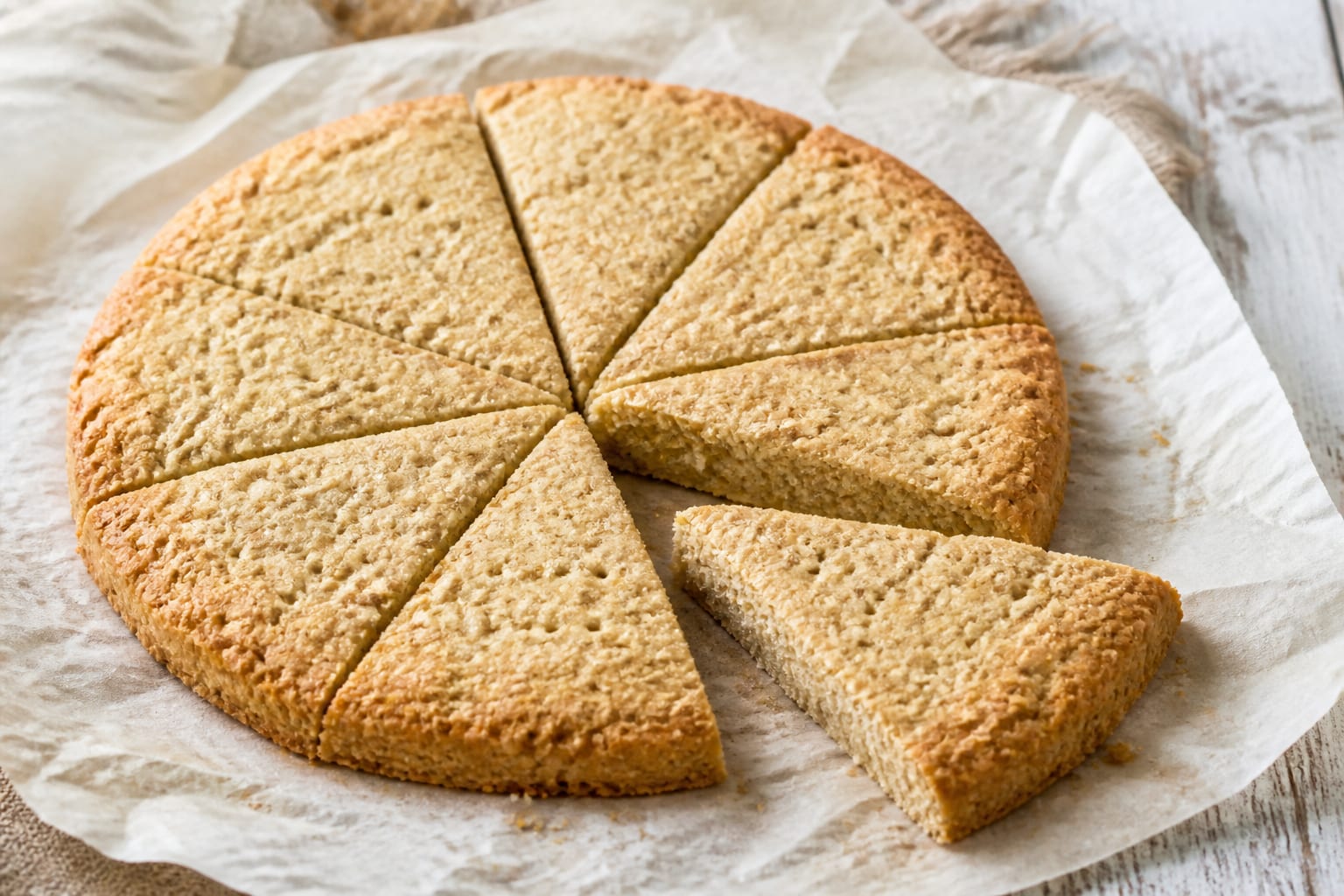 Classic Scottish oat shortbread arranged for serving