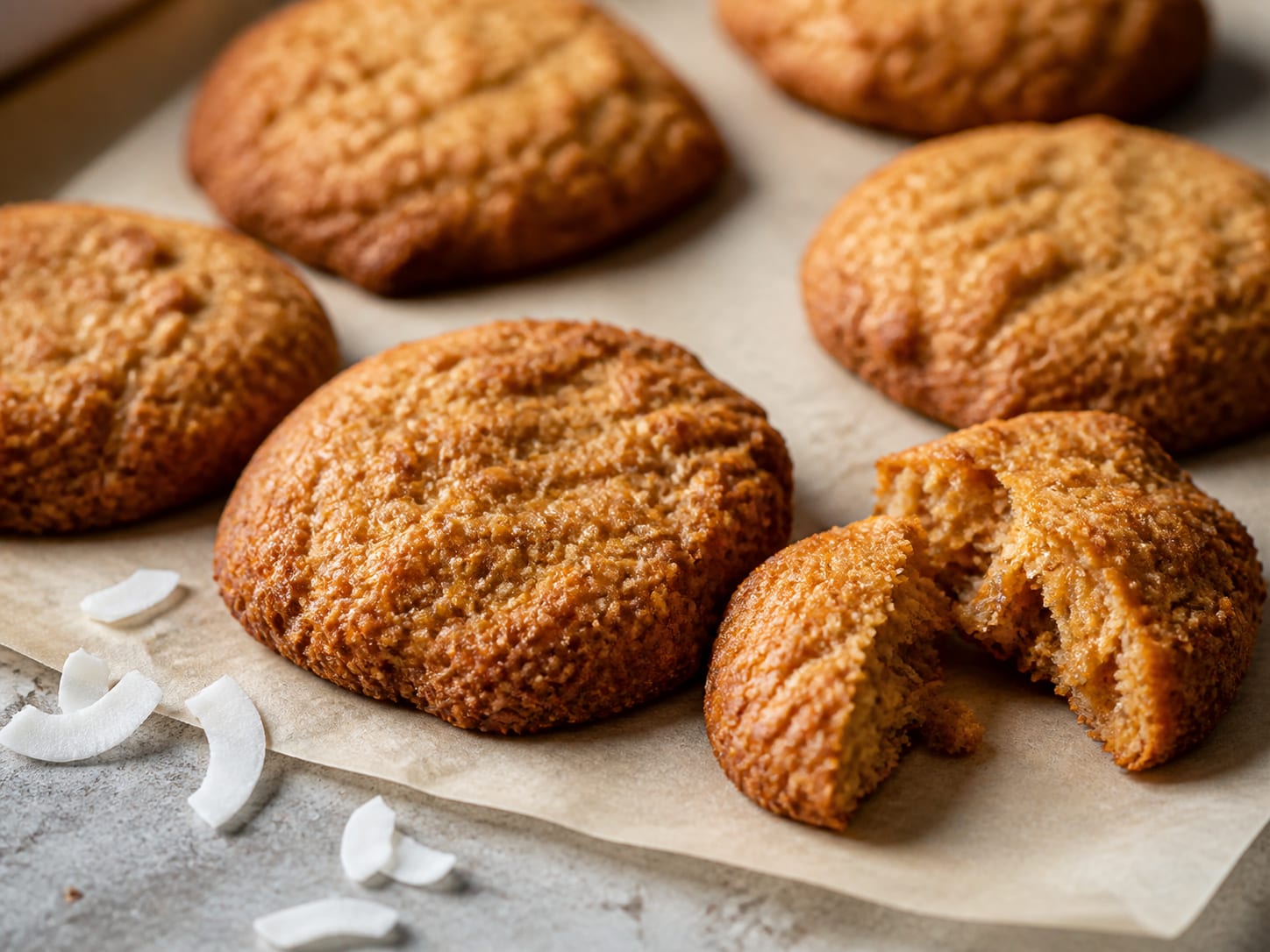 Coconut-sugar coconut cookies arranged for serving