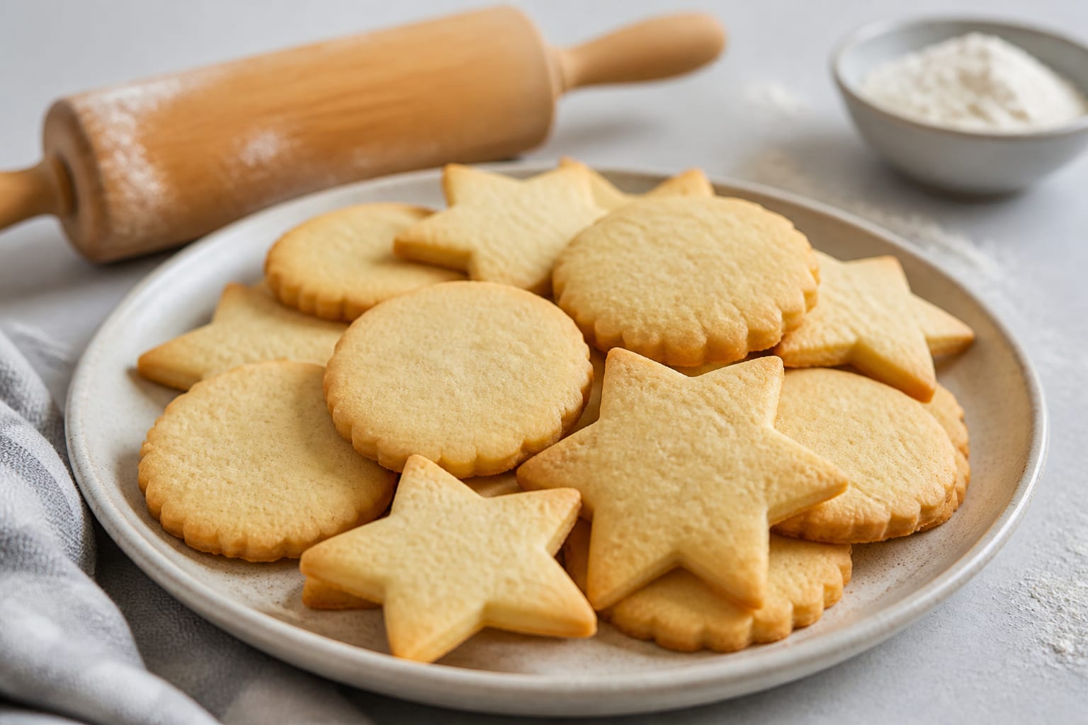 Crisp sugar cookies arranged for serving