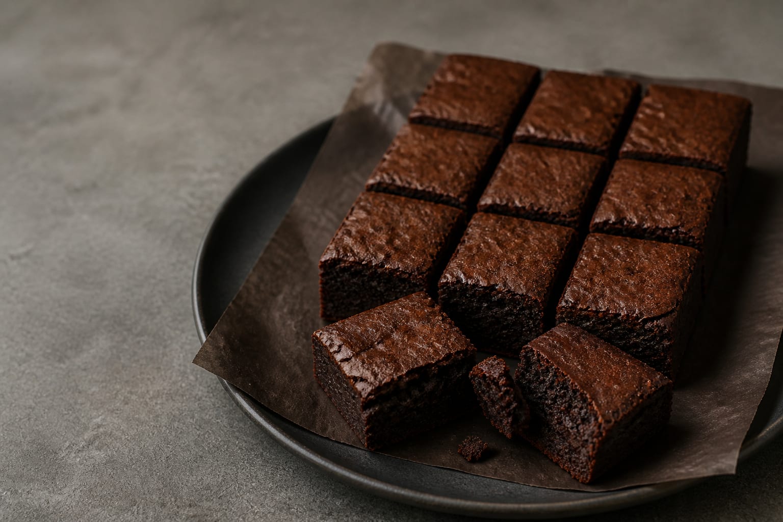 Erythritol almond-flour brownies arranged for serving