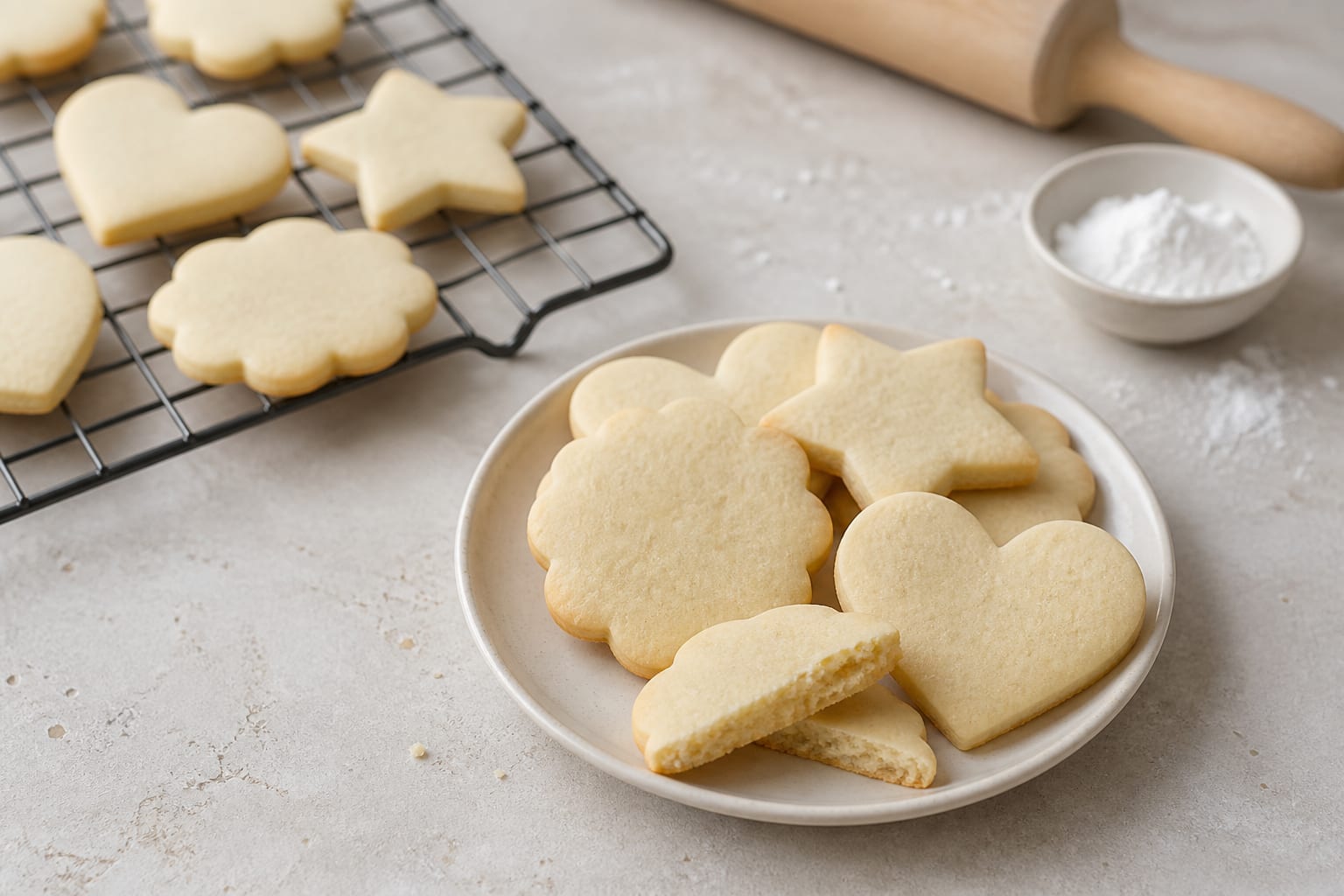 Gluten-free sugar cookies arranged for serving
