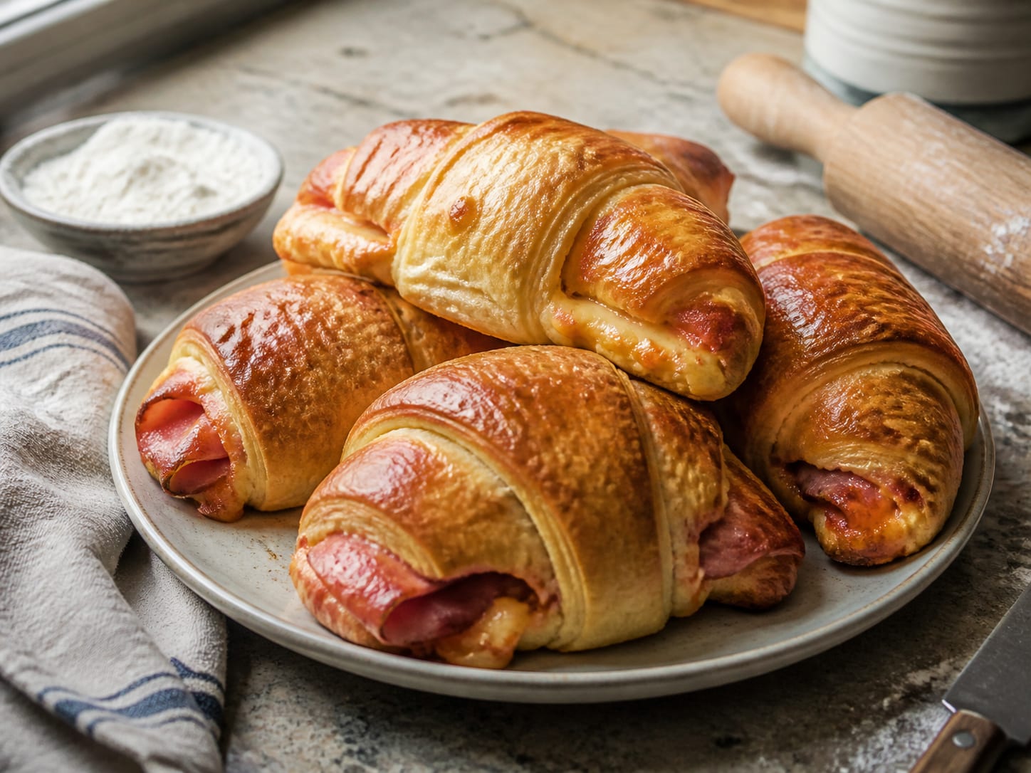 Portugiesische Croissants, plated for serving