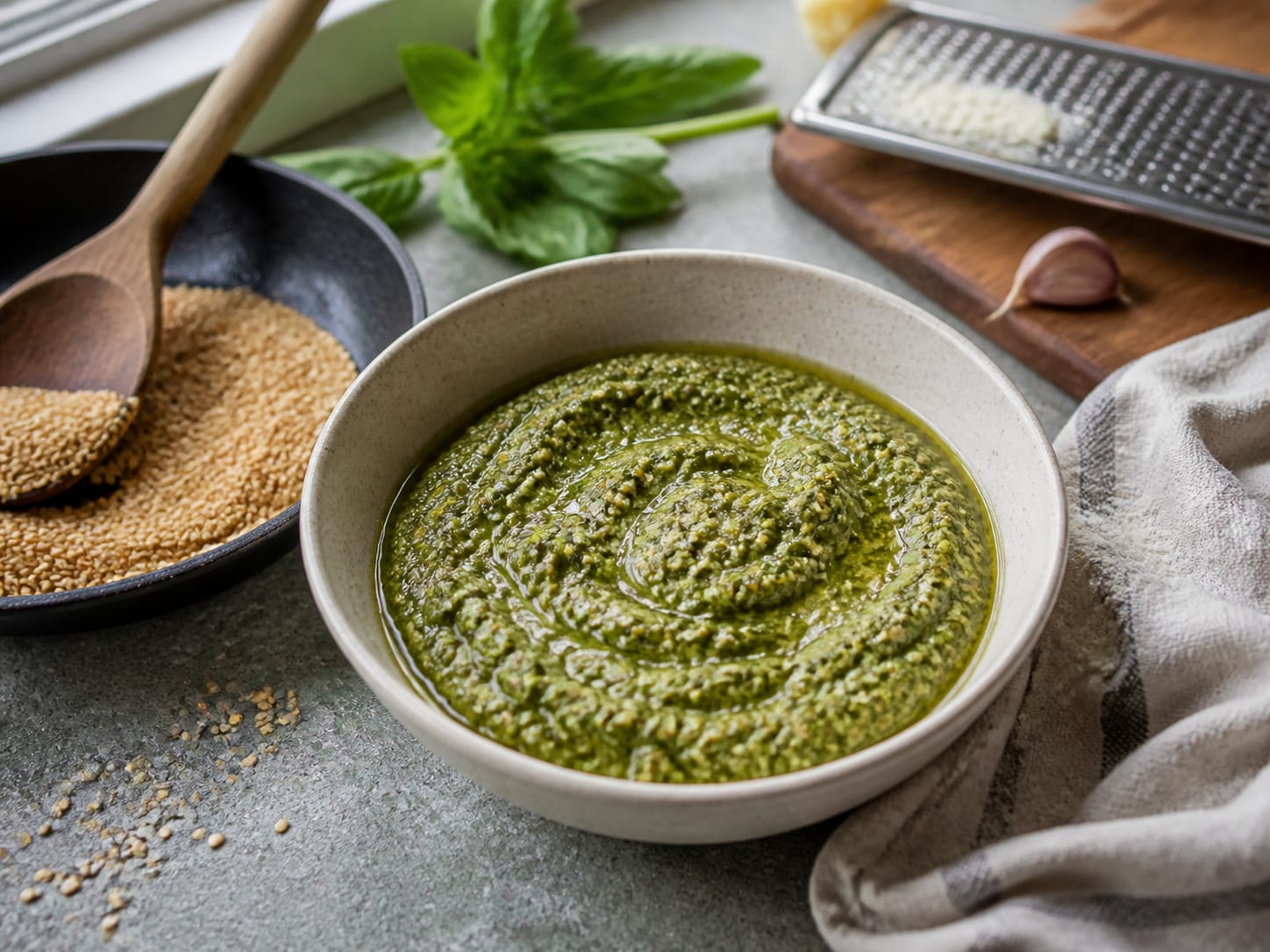 Sesampesto, plated for serving