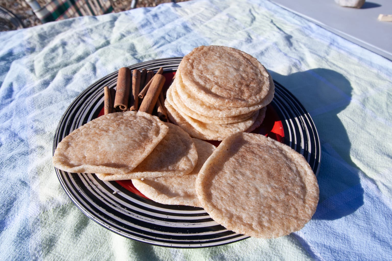 Soft and thick snickerdoodles arranged for serving
